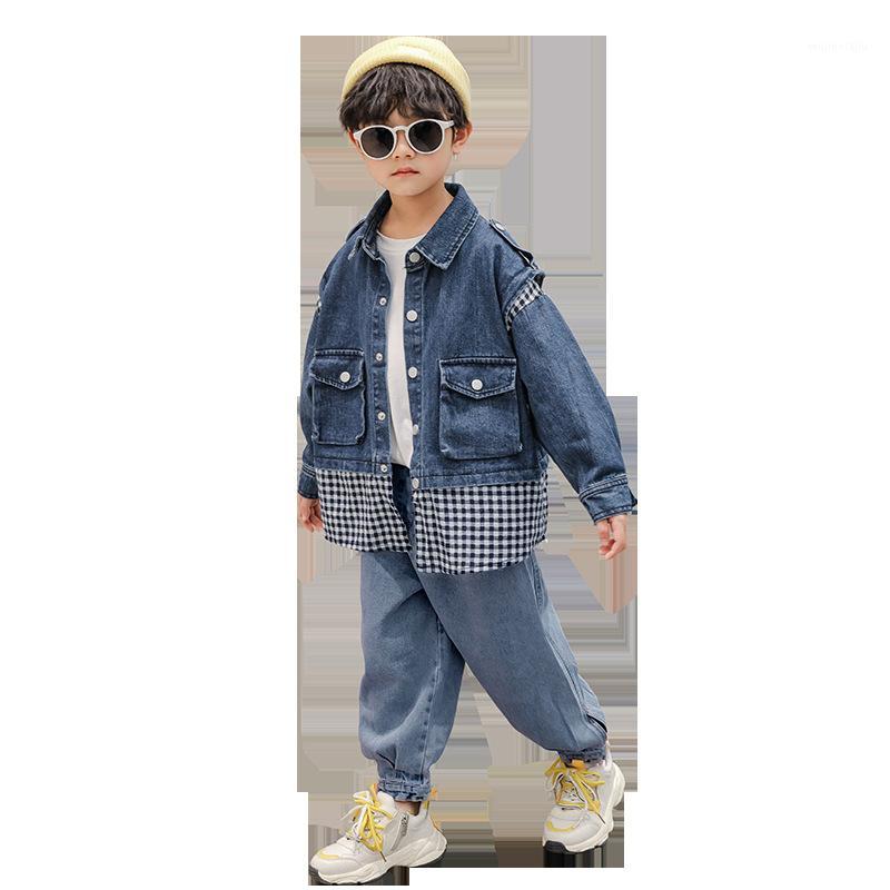 Boys' denim suit 2020 autumn new style foreign children's autumn children's clothing big boy Korean version1, Blue 
Boys' denim suit 2020 autumn new style foreign children's autumn children's clothing big boy Korean version1, Blue