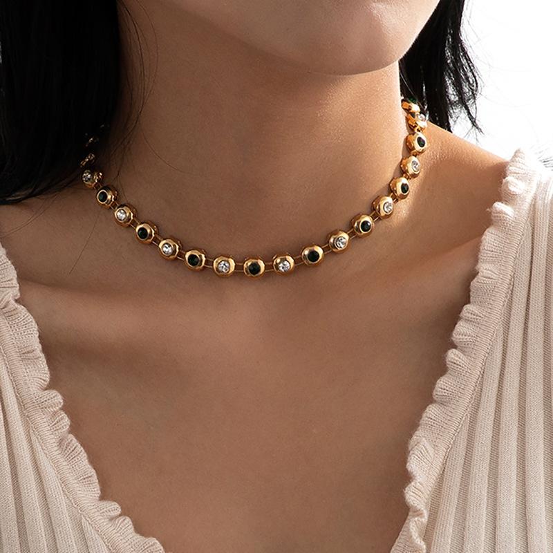 TIMEONLY White Dark Green Rhinestone Chokers Necklace Retro Linked Small Circle Chains Necklaces Festival Gift for Women Jewelry
TIMEONLY White Dark Green Rhinestone Chokers Necklace Retro Linked Small Circle Chains Necklaces Festival Gift for Women Jewelry