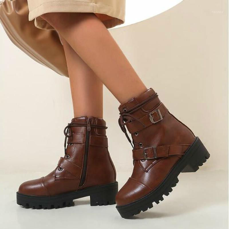 women ankle boots mid heels shoes booties plus size gladiator PU leather lace up shoes woman female mujer sapato feminino D17911, Chocolate
women ankle boots mid heels shoes booties plus size gladiator PU leather lace up shoes woman female mujer sapato feminino D17911, Chocolate
