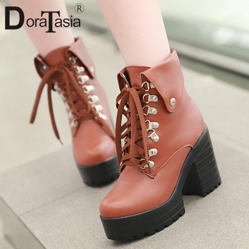 DORATASIA Classic Hot Sale Metal Decorating Boots Cool lace-up Platform Boots Women Fashion High Block Heels Ankle Shoes Woman1, White
DORATASIA Classic Hot Sale Metal Decorating Boots Cool lace-up Platform Boots Women Fashion High Block Heels Ankle Shoes Woman1, White