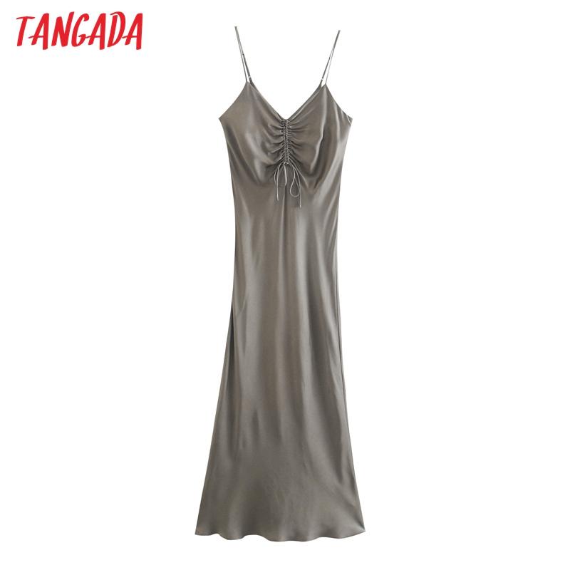 Tangada women pleated satin dress strap adjust sleeveless backless females sexy party midi dresses vestidos 3H700, Dark grey
Tangada women pleated satin dress strap adjust sleeveless backless females sexy party midi dresses vestidos 3H700, Dark grey