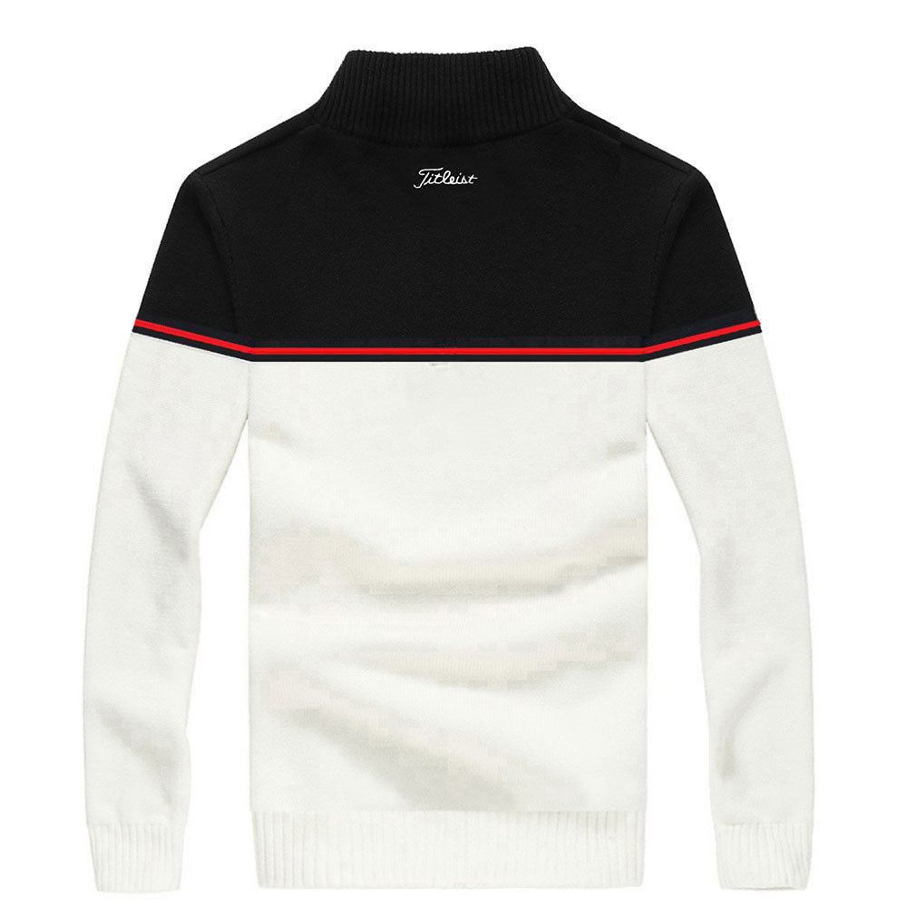 Golf Apparel F J New Men's Rabbit Cashmere Half-Zip Stand-Up Collar Golf Sweater Golf T-Shirt Color-Block Sweater Free Shipping 201012