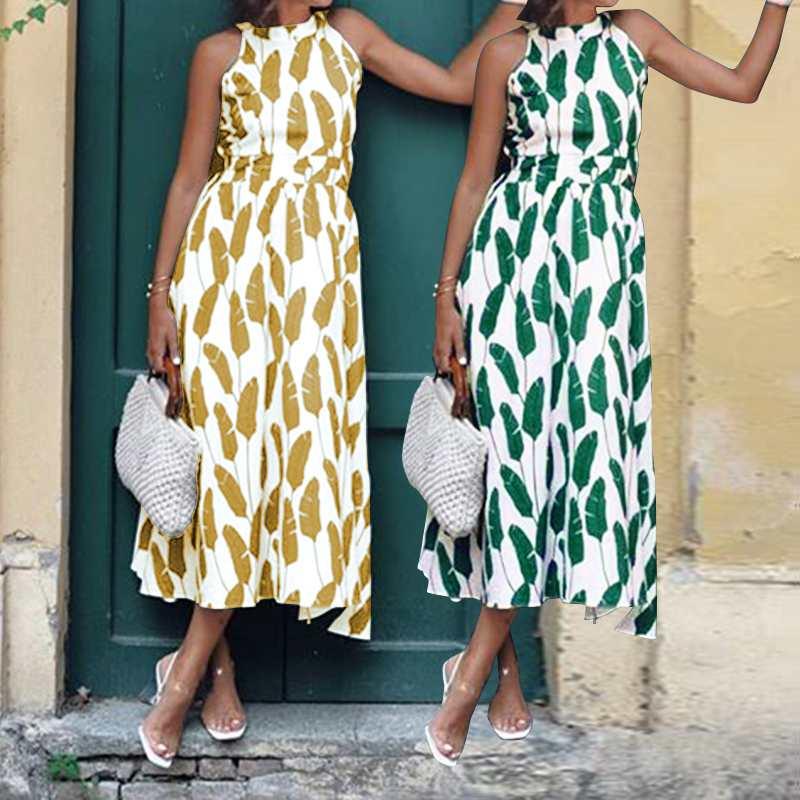 Summer 2020 Holiday Sundress Celmia Women Bohemian Dress Fashion Leaf Print Dress Casual Sleeveless Loose Maxi Long Vestidos 7, Green
Summer 2020 Holiday Sundress Celmia Women Bohemian Dress Fashion Leaf Print Dress Casual Sleeveless Loose Maxi Long Vestidos 7, Green