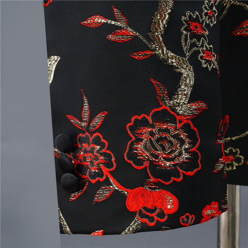 Black and Red Vintage Mens Print Blazer Elegant Mens Jacket Men Prom Suits Wine Tuxedo Terno Masculino Spring Blazer For Men 201104