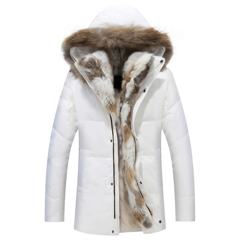 Thick Down Men Winter Jackets Mans Duck Down Coat Cashmere Wool Parka Mans Jacket Coats Rabbit Fur Hooded Parkas Outerwear New 201104