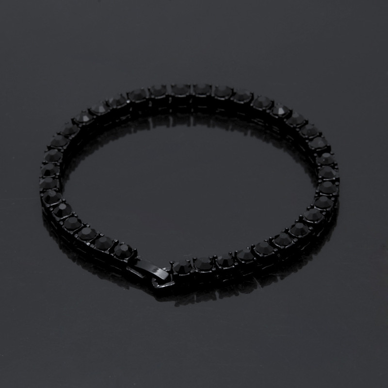 Iced Out 1 Row 5mm Rhinestones Bracelet Men Hip Hop Style Clear Simulated Diamond 789inches Tennis Bracelets Bling Bling