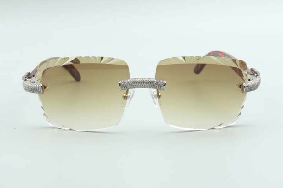 2021 cutting lens micro-paved dias sunglasses 3524020, pea wooden temples glasses, size: 58-18-135 mm