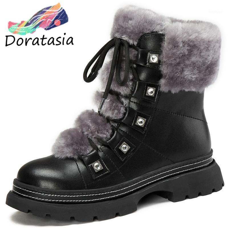 Brand New Chic Fur Skidproof Rubber Sole Shoelaces Split Leather Snow Booties Russia Winter Shoes Boots Women1, Black
Brand New Chic Fur Skidproof Rubber Sole Shoelaces Split Leather Snow Booties Russia Winter Shoes Boots Women1, Black
