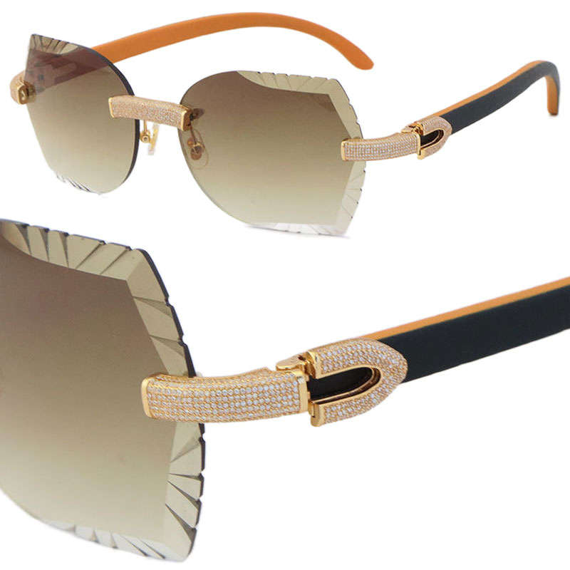 New Micro-paved Diamond Set Rimless womens Men Sunglasses Orange Inside Black Wood Sun glasses Male and Female Wooden Frame With 18K Gold UV400 Luxury Eyeglasses Hot
New Micro-paved Diamond Set Rimless womens Men Sunglasses Orange Inside Black Wood Sun glasses Male and Female Wooden Frame With 18K Gold UV400 Luxury Eyeglasses Hot