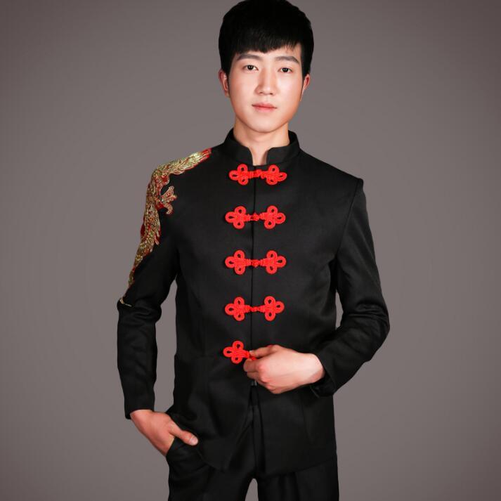 Singer dance stage clothing for men chinese tunic suit set with pants 2020 mens wedding suits groom formal dress black red
Singer dance stage clothing for men chinese tunic suit set with pants 2020 mens wedding suits groom formal dress black red