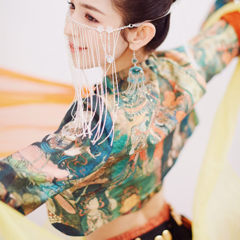 Hanikizi Ethnic Dance Costume dream Dunhuang flying fairy dance performance Outfit exotic style ancient China costume hanfu
