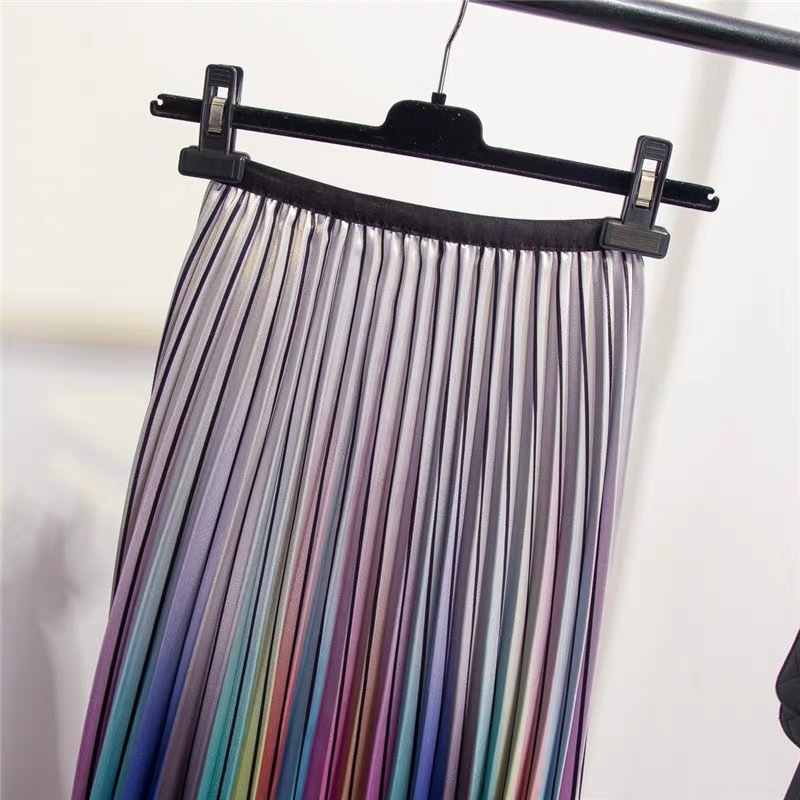 Marwin Spring NewComing Women Skirts Rainbow Striped Aline MidCalf Skirts High Street European Style High Quality Skirts T200106