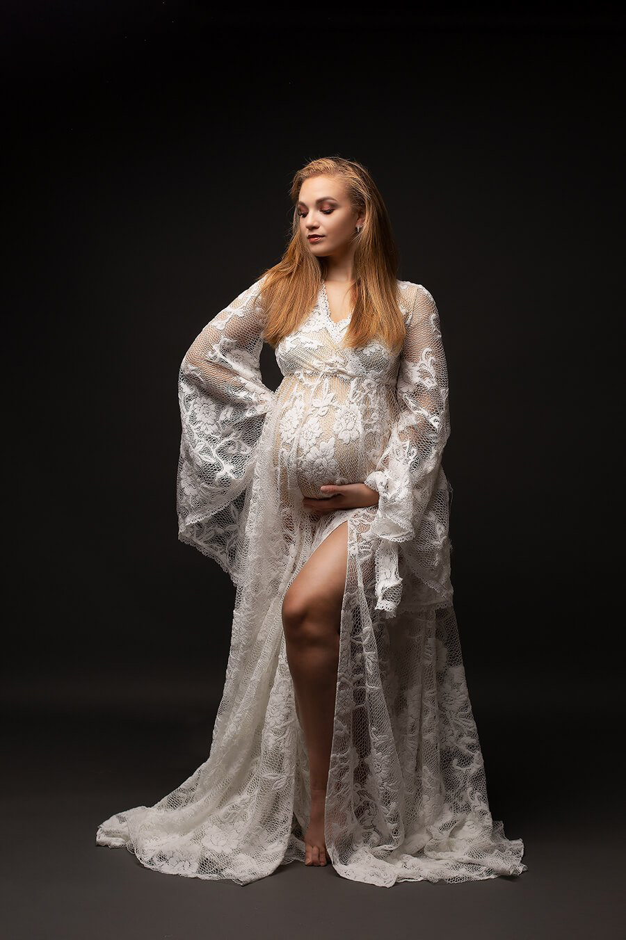 V Neck Lace Maternity Dresses Women Sexy Kimono Pregnant Party Sleepwear Jackets Custom Made Long Sleeve Bathrobe Sheer Nightgown Robes