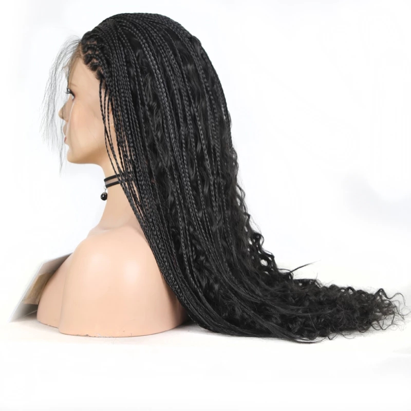 New Hand Braided Wigs for Black Women Synthetic Lace Front Wig with Baby Hair Curly Wavy for Cosplay Wig Women Wigs