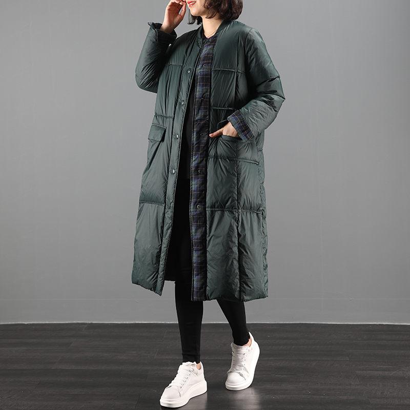 Down Jacket Women's Plus Size Loose Literary Retro Plaid Stitching Long White Duck Down Jacket Winter Coat Female Overcoat K1188, Black
Down Jacket Women's Plus Size Loose Literary Retro Plaid Stitching Long White Duck Down Jacket Winter Coat Female Overcoat K1188, Black