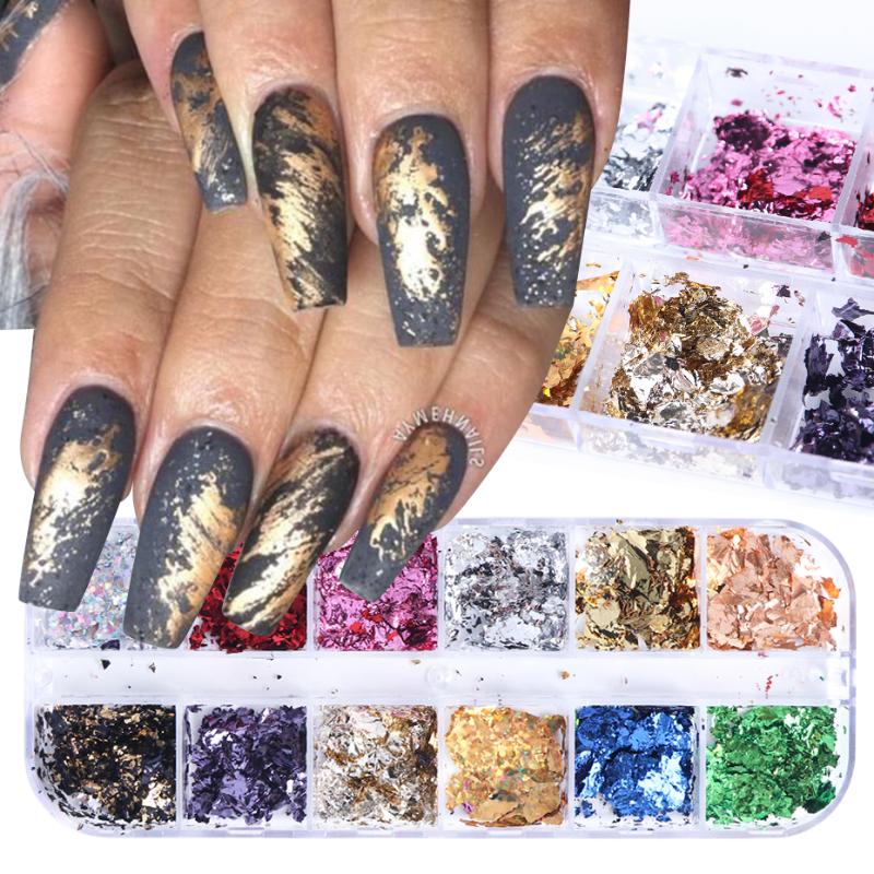 12 Grids Mirror Aluminum Flakes Glitter Nail Art Gold Silver Foil Sequin Irregular Pigment Chorme Dust DIY Decorations LY950-1
12 Grids Mirror Aluminum Flakes Glitter Nail Art Gold Silver Foil Sequin Irregular Pigment Chorme Dust DIY Decorations LY950-1