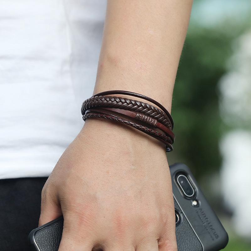 Bracelet Men Multilayer Leather Bangles Magnetic-clasp Cowhide Braided Multi Layer Wrap Trendy Bracelet Armband pulsera hombre
Bracelet Men Multilayer Leather Bangles Magnetic-clasp Cowhide Braided Multi Layer Wrap Trendy Bracelet Armband pulsera hombre