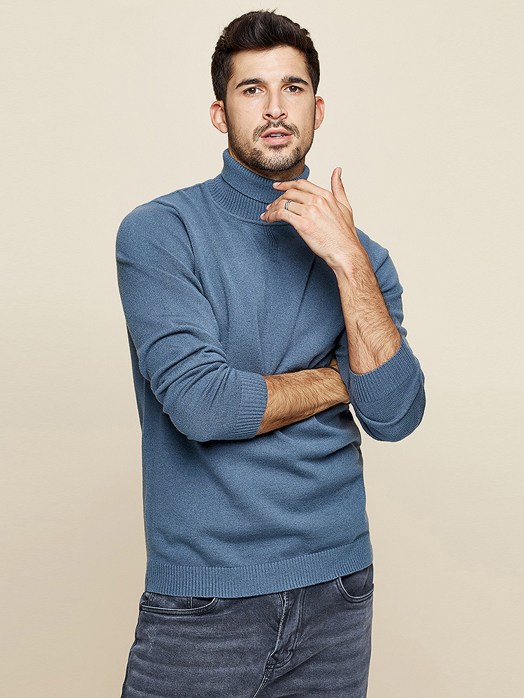 KUEGOU autumn winter Man's sweater Knitting High collar turtleneck men Warm sweater fashion gentleman plus size XZ-8923 201124