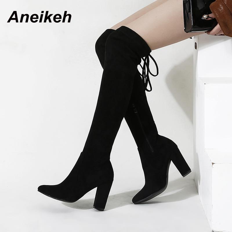 Aneikeh NEW Spring/Autumn Fashion Boots Sexy Butterfly-knot Narrow Band Solid Square Heel Over-the-Knee Party Shoes Size 35-40, Black
Aneikeh NEW Spring/Autumn Fashion Boots Sexy Butterfly-knot Narrow Band Solid Square Heel Over-the-Knee Party Shoes Size 35-40, Black