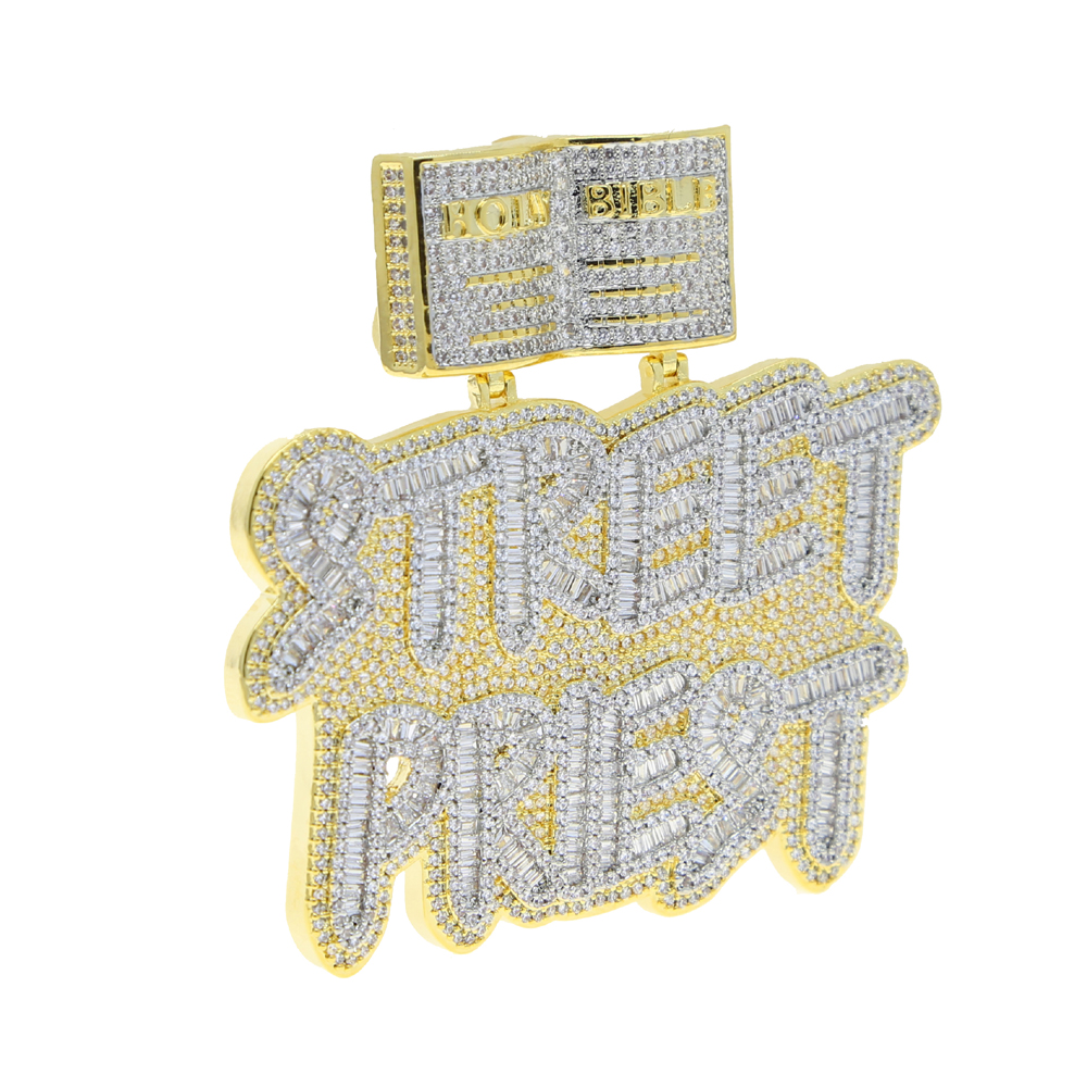 New Iced out New styles hip hop letter street pkiest pendant with full cubic zircon paved Punk necklace with gold silver plated big heavy Charm Jewelr