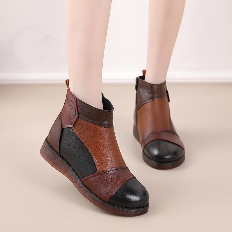 OUKAHUI Autumn Vintage Genuine Leather Ankle Boots For Women Flat Low Heel Zipper Winter Warm Mixed Color Ladies Winter Boots1, Brown with fleeces
OUKAHUI Autumn Vintage Genuine Leather Ankle Boots For Women Flat Low Heel Zipper Winter Warm Mixed Color Ladies Winter Boots1, Brown with fleeces