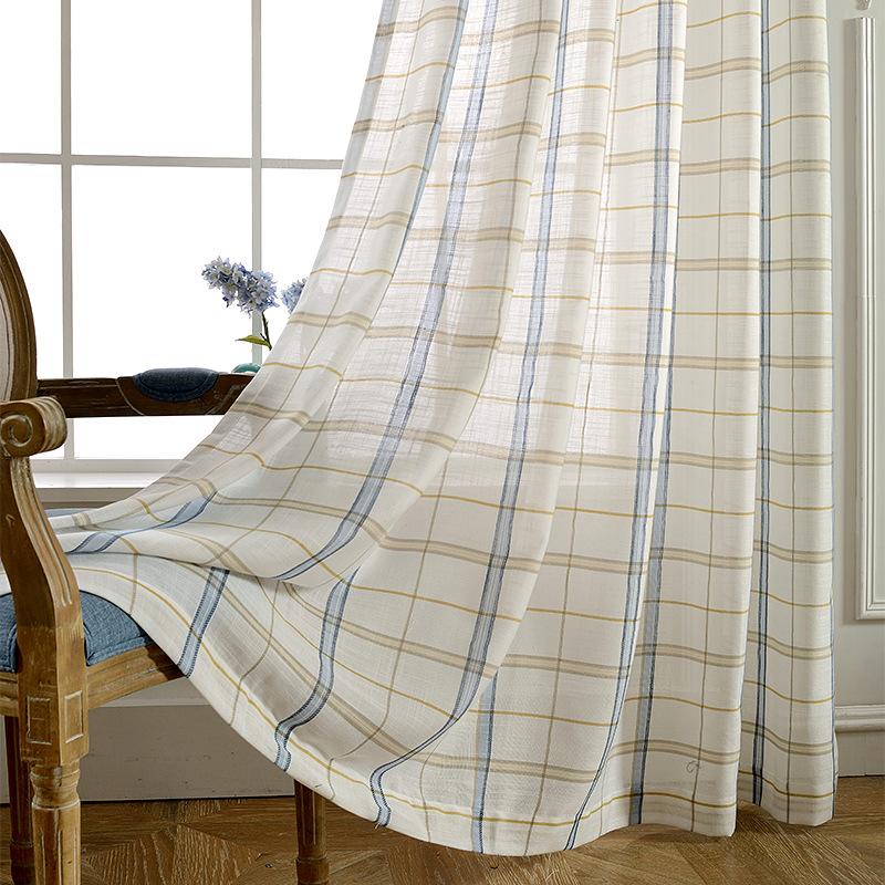 Blue Cotton And Linen Plaid Curtain Modern Minimalist Gauze Curtain Bedroom Living Room Sand Blended Window Gauze Fabric, Tulle
Blue Cotton And Linen Plaid Curtain Modern Minimalist Gauze Curtain Bedroom Living Room Sand Blended Window Gauze Fabric, Tulle