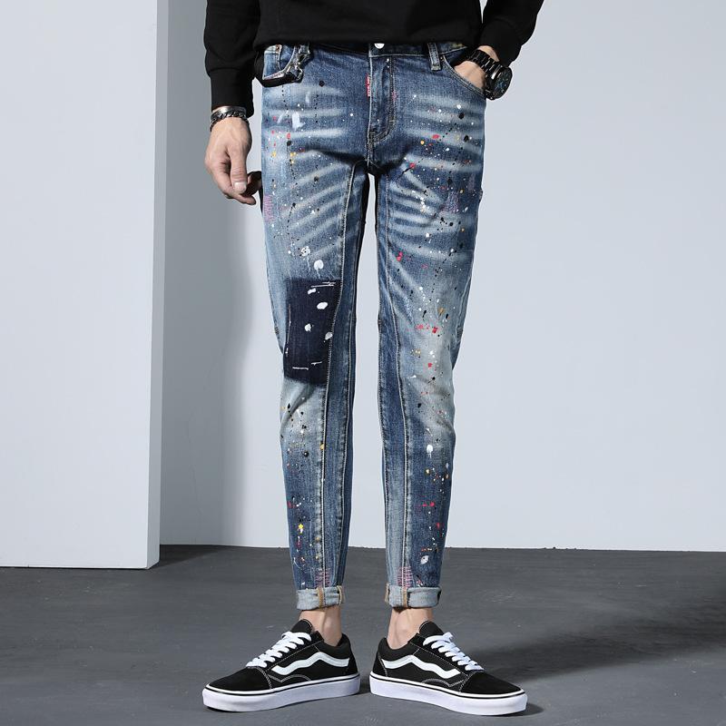 Spring and summer 2020 New Retro jeans men's fashion brand slim feet paint point student pants men's Korean version, See chart
Spring and summer 2020 New Retro jeans men's fashion brand slim feet paint point student pants men's Korean version, See chart