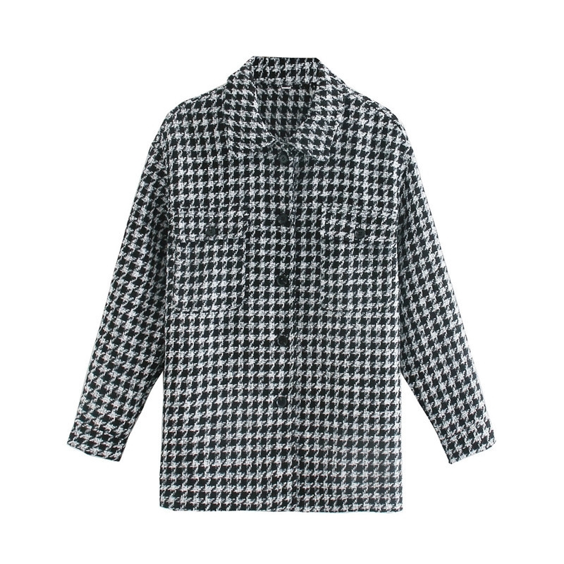 Evfer Women Streetwear Black Plaid Loose Autumn Outwear Jackets Female Fashion Single Breasted Houndstooth Thick Coat Jacket 201124
Evfer Women Streetwear Black Plaid Loose Autumn Outwear Jackets Female Fashion Single Breasted Houndstooth Thick Coat Jacket 201124