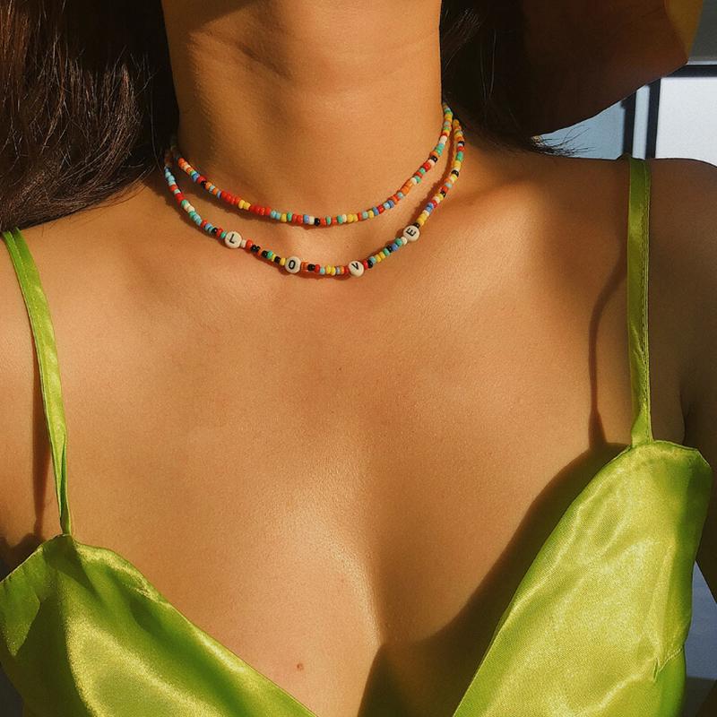 Layered Small Beads Necklace Boho Multicolor Acrylic LOVE Letter Choker Necklace For Women Collar Gift Collier Femme
Layered Small Beads Necklace Boho Multicolor Acrylic LOVE Letter Choker Necklace For Women Collar Gift Collier Femme
