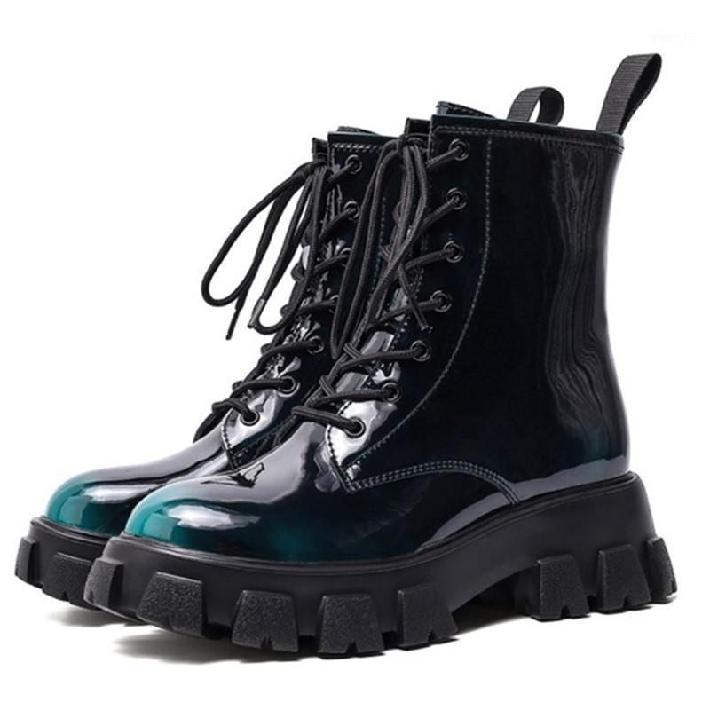 New Leather Thick Bottom Gradient Color Women Matin Boots Winter Lace-Up Fashion Ankle Booties England Retro High-Top Shoes1, Blue
New Leather Thick Bottom Gradient Color Women Matin Boots Winter Lace-Up Fashion Ankle Booties England Retro High-Top Shoes1, Blue