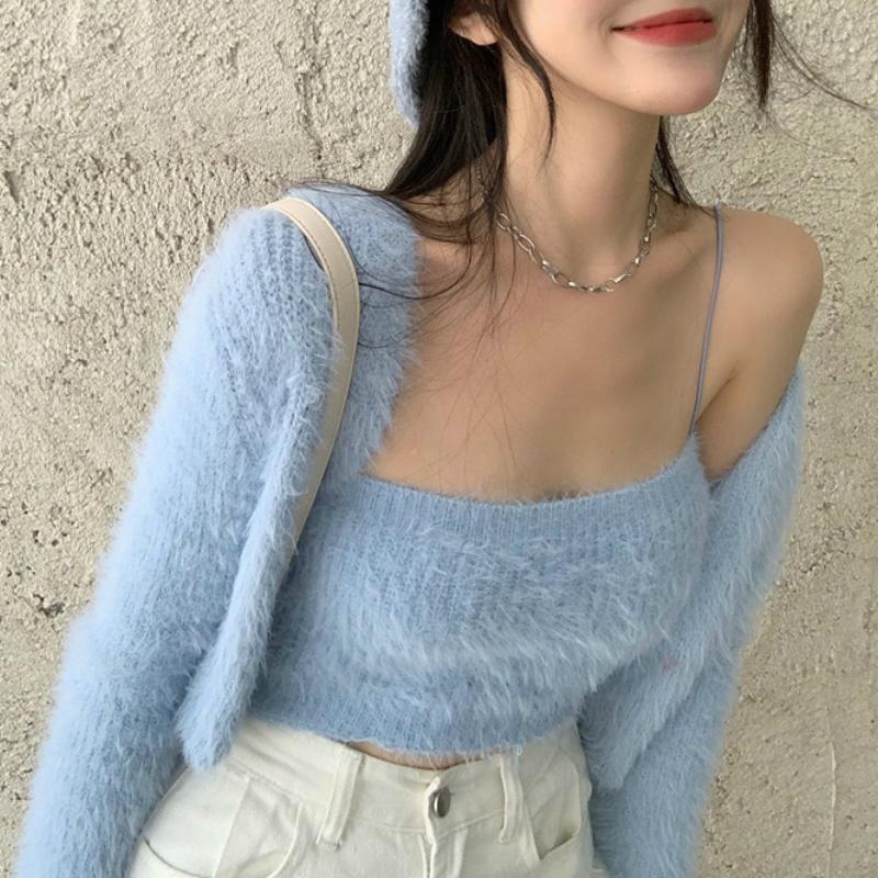 Spring 2 Piece Set Ribbed Knitted Women Cardigan + Camisole Outfits Slim Short Tops Long Sleeve Casual Camis and Cardigans Suit, 2 pieces
Spring 2 Piece Set Ribbed Knitted Women Cardigan + Camisole Outfits Slim Short Tops Long Sleeve Casual Camis and Cardigans Suit, 2 pieces