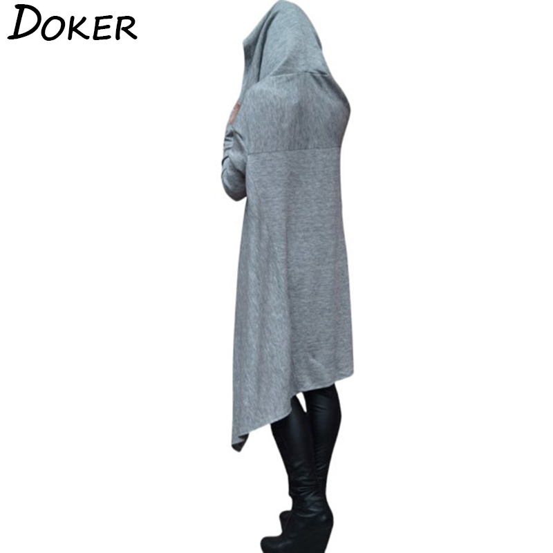 New Faith Letter Embroidered Long Hoodies Women Long Sleeve Irregular Hem Pocket Sweatshirt Female Plus Size Pullover Tops 200930