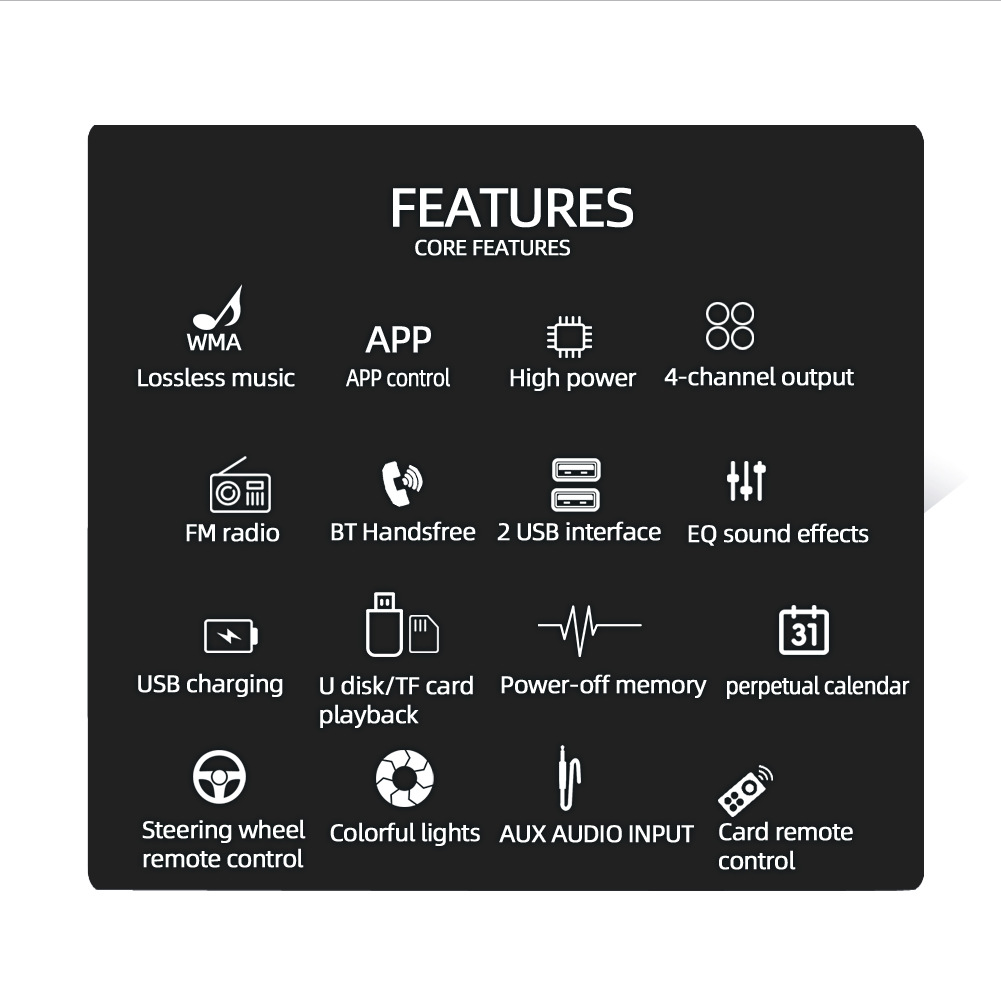 Universal 1 DIN 12V Bluetooth Handfree Car MP3 Player with Display Stereo FM Radio Support APP control/ Dual USB/MP3/AUX Audio Auto Center Control Mod