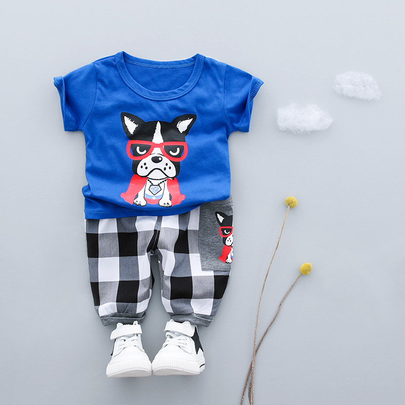 HYLKIDHUOSE Summer Baby Girls Boys Clothing Sets Cartoon Dog T Shirt Shorts Infant Cotton Clothes Sets Children Kids SuitsX1019