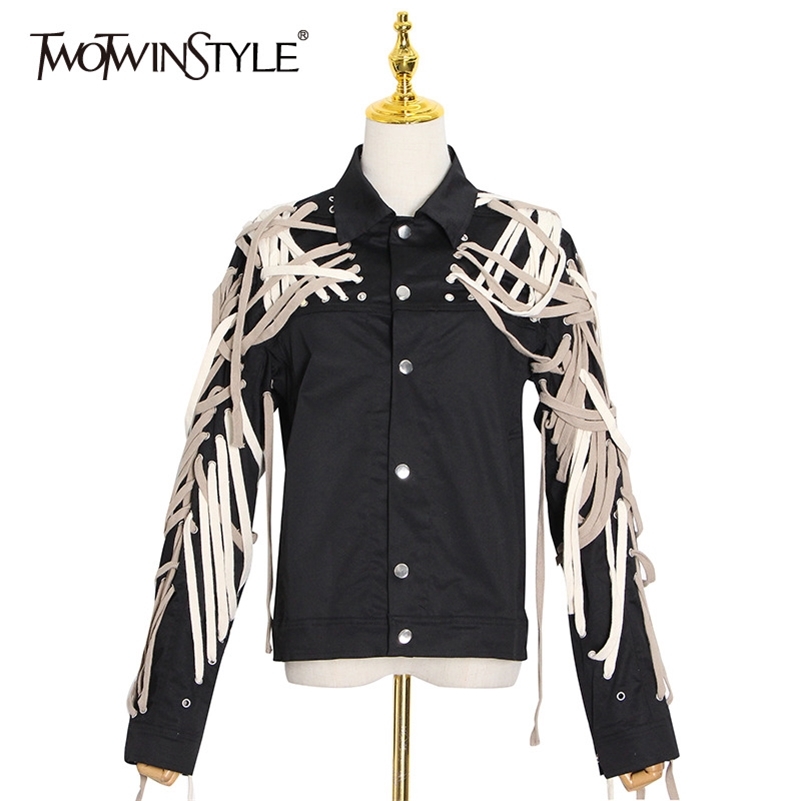 TWOTWINSTYLE Cross Bandage Casual Jacket For Women Lapel Long Sleeve Lace Up Loose Black Coat Female Fall Fashion New Tide 201112, Colorful
TWOTWINSTYLE Cross Bandage Casual Jacket For Women Lapel Long Sleeve Lace Up Loose Black Coat Female Fall Fashion New Tide 201112, Colorful