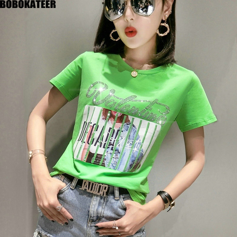 Summer T shirt Women Clothes Vintage Yellow Korean Short Sleeve Print Tshirt Woman Tops Casual White Tee Shirt Fashion T200516