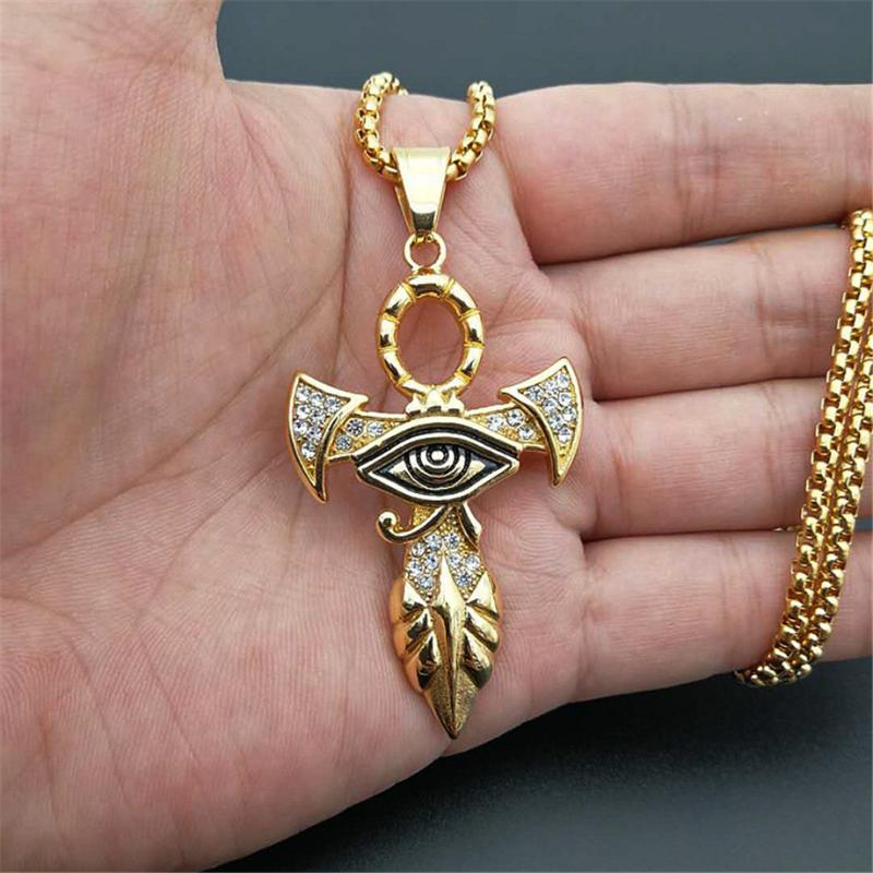 Iced Out Eye Of Horus Ankh Necklace Hip Hop Cross Pendant & Chain for Men/Women Ancient Egyptian Jewelry Gift Unisex
Iced Out Eye Of Horus Ankh Necklace Hip Hop Cross Pendant & Chain for Men/Women Ancient Egyptian Jewelry Gift Unisex