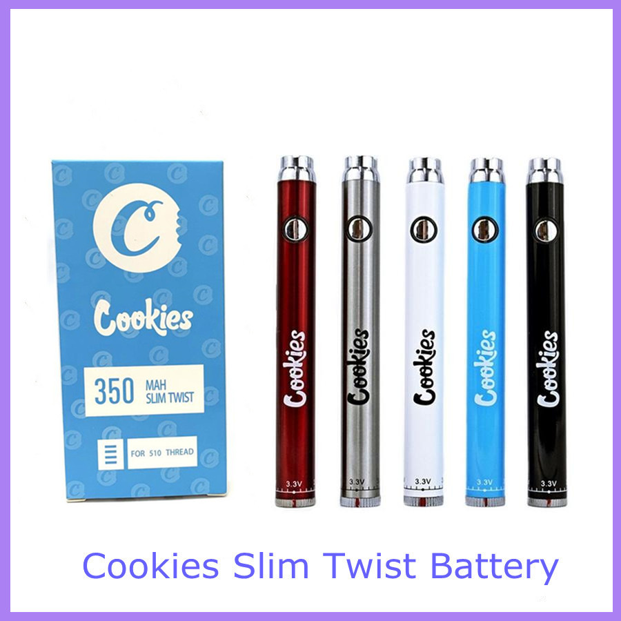 Cookies Slim Twist Battery 350mAh Bottom 3.3-4.8V Preheat VV Cartridge Vape B attery Pen for 510 Thread
Cookies Slim Twist Battery 350mAh Bottom 3.3-4.8V Preheat VV Cartridge Vape B attery Pen for 510 Thread