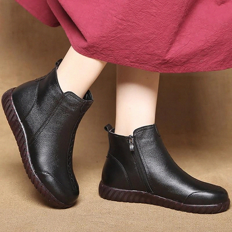 Women's Shoes Made Of Genuine Leather Sewing Solid Comfortable Ankle Boots For Women Zipper Winter Boots Woman #UX0E, Black 
Women's Shoes Made Of Genuine Leather Sewing Solid Comfortable Ankle Boots For Women Zipper Winter Boots Woman #UX0E, Black