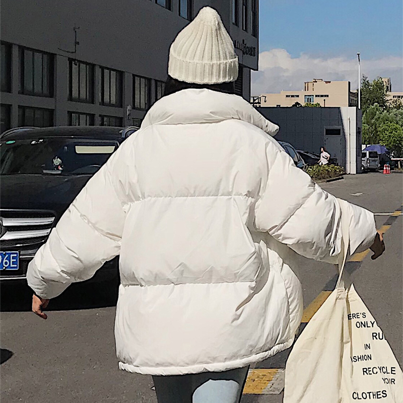 Korean Style Women's Winter Jacket Oversized Solid Female Cold Coat Loose Stand Collar Cotton Padded Thick Warm Parkas Woman 200928