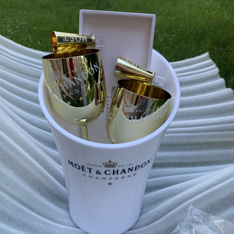 Champagne Cup tail Wine Cabinet Electroplating Goblet Plastic White Acrylic Ice Bucket Home Party Drink Sets