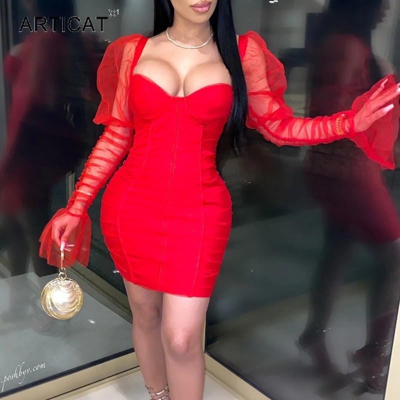 Articat Sexy Mesh Puff Sleeve Party Dress Women Low Collar Backless Patchwork Red Mini Dress Nightclub Spring Vestidos Y200824, Black
Articat Sexy Mesh Puff Sleeve Party Dress Women Low Collar Backless Patchwork Red Mini Dress Nightclub Spring Vestidos Y200824, Black