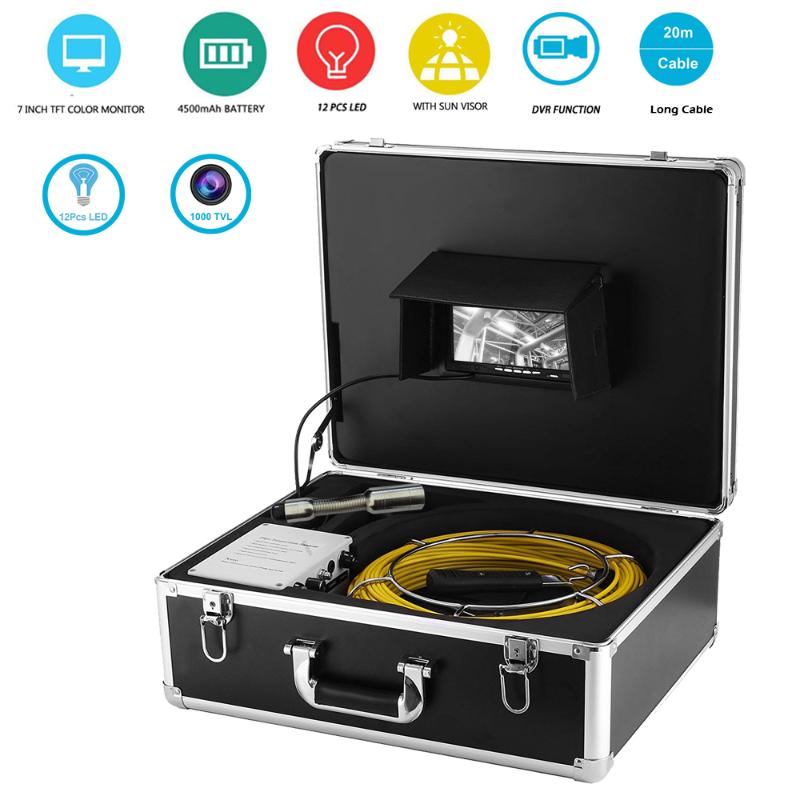7inch LCD 23mm Sewer Camera 1000TVL Lens 20M Cable Pipe Pipeline Drain Inspection Industrial Endoscope Support Video Recording
7inch LCD 23mm Sewer Camera 1000TVL Lens 20M Cable Pipe Pipeline Drain Inspection Industrial Endoscope Support Video Recording