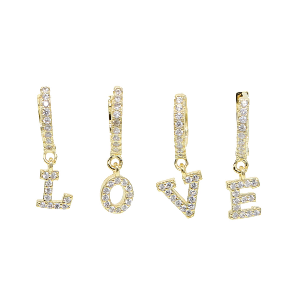 1 Piece Gold Silver Color Clear Cz 26 Initial Charm Circle Dangle Drop Earring Name Letter Alphabet Earrings for Women Girls