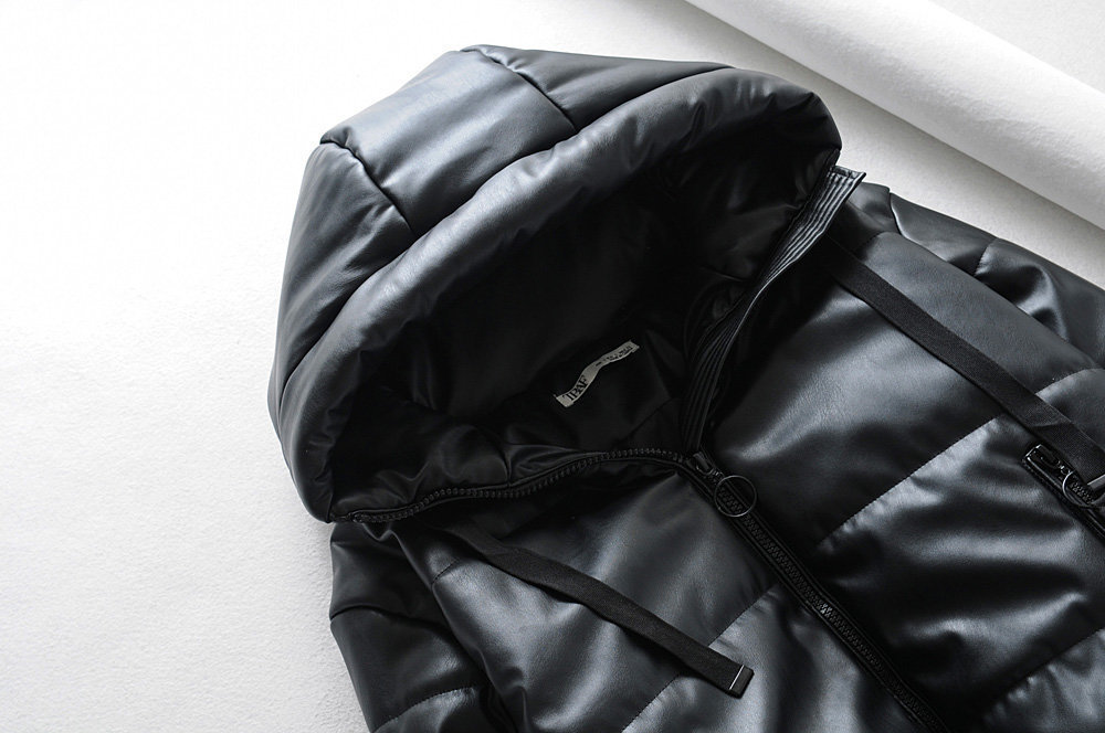 Winter Jacket Women Tick Wram PU Leather Parkas Women Coat Streetwear Punk Black Hooded Parkas Korean Winter Coats T200114