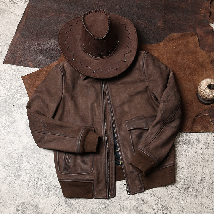F-1966 RockCanRoll Read Description Asian Size Air Force Flight A2 Pilot Coat High Quality Genuine Cow Goat Leather Jacket 201128