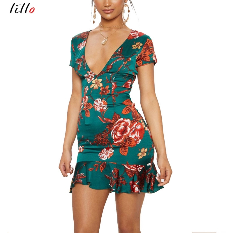 Women' High Street Halter Ruffled Eyelet Strap Fishtail Dress Short Sleeve Deep V Print Dress Fashion Sexy Nightclub Party Dres Y200824
Women' High Street Halter Ruffled Eyelet Strap Fishtail Dress Short Sleeve Deep V Print Dress Fashion Sexy Nightclub Party Dres Y200824