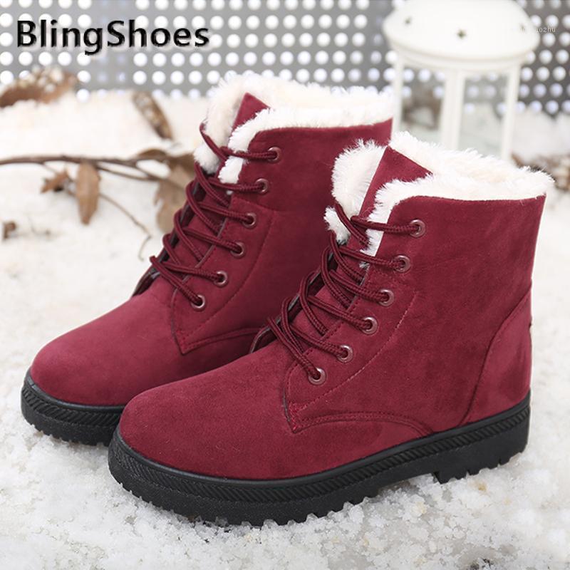 Winter Women Snow Boots Lace Up Fur Warm Plush Ankles Boots Ladies Casual flock round toe Female Comfortable Soft Shoes1, Black 
Winter Women Snow Boots Lace Up Fur Warm Plush Ankles Boots Ladies Casual flock round toe Female Comfortable Soft Shoes1, Black