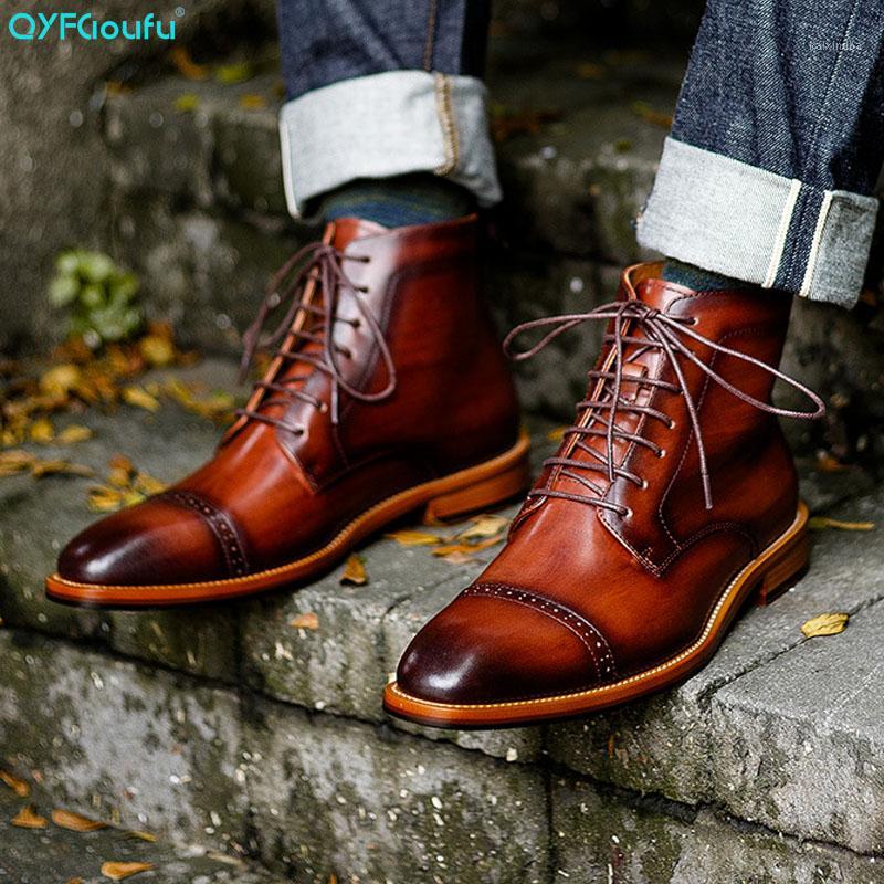 QYFCIOUFU NEW Men's Boots Casual Genuine Leather Boots Black Brown Ankle Lace-up Casual Dress Boot Vintage Men Shoes1
QYFCIOUFU NEW Men's Boots Casual Genuine Leather Boots Black Brown Ankle Lace-up Casual Dress Boot Vintage Men Shoes1