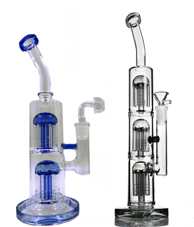 

hookahs double chamber with arm tree perc diffuser glass bongs 14mm joint oil dab rigs